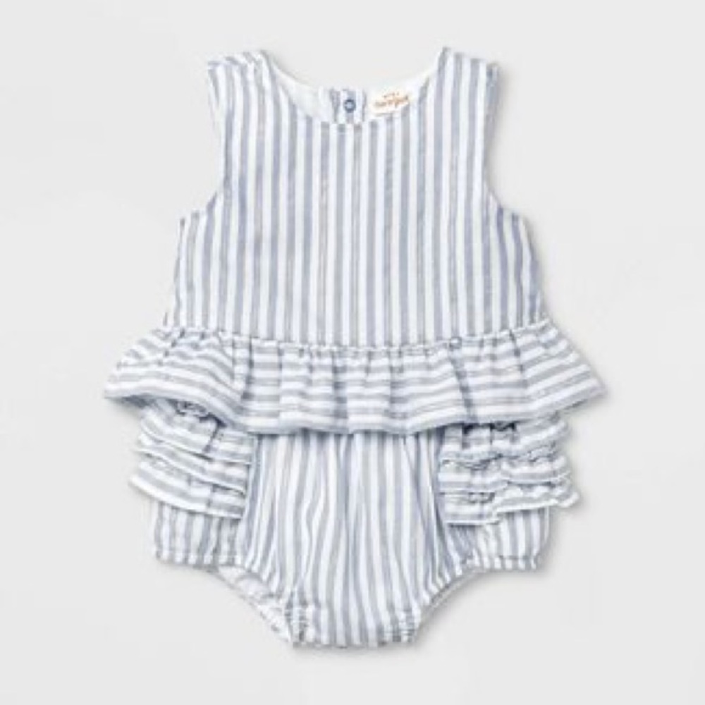 NEW WITH TAGS Cat and Jack Baby Girls Summer Matching Set Blue White Sz 18 month